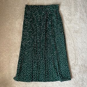Exlura from Amazon Green Polka Dot Pleated Skirt with Pockets
